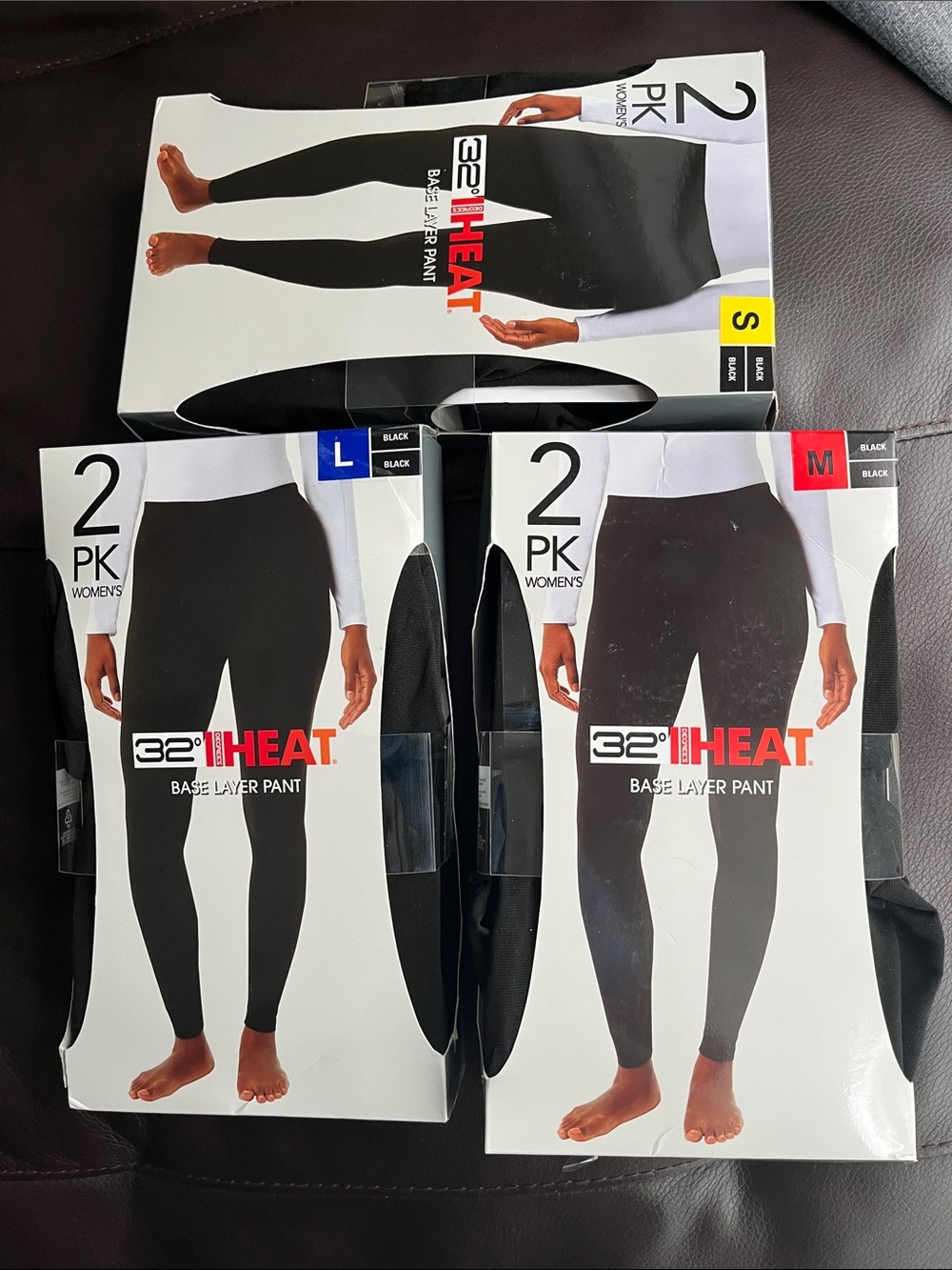 Women's 32 Degrees Black Base Layer Pant - 2 Pack